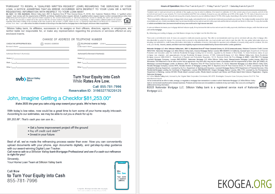 Etats , Unis Floride Silicon Valley relevé de prêt hypothécaire de la banque aux formats Word et PDF, 4 pages 3, 4